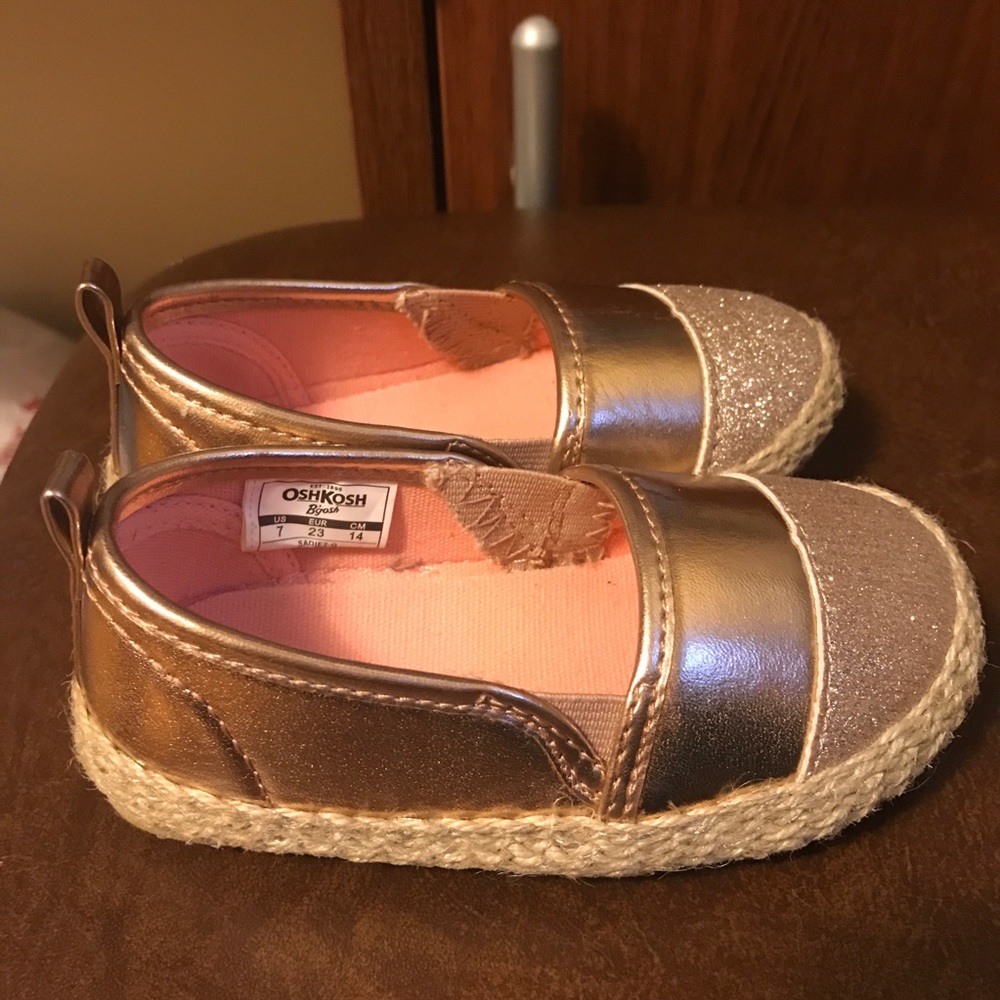 OshKosh gold/rose gold espadrilles for toddler